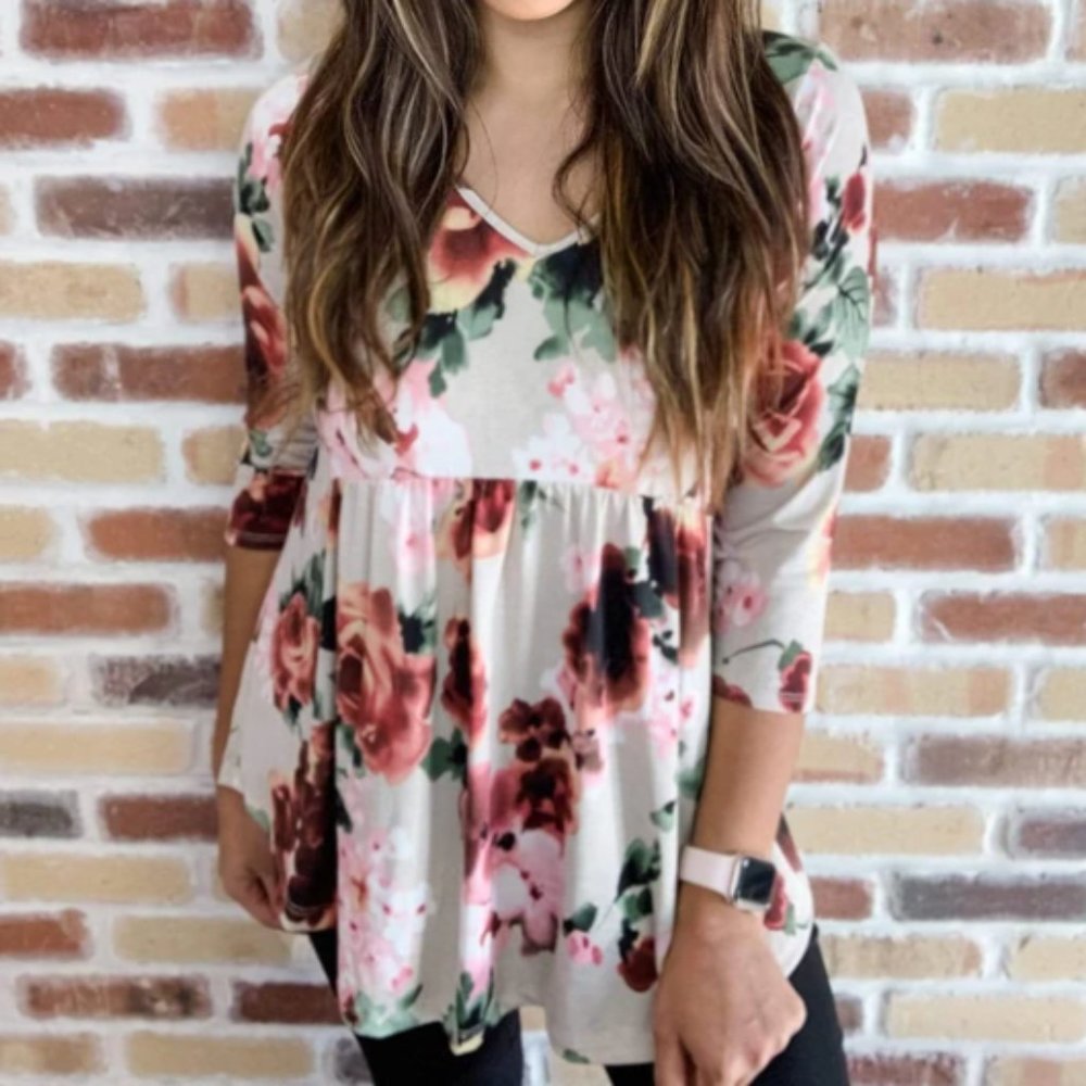 Women's Top FLORAL BABY DOLL BLOUSE